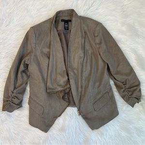 Apostrophe Faux Suede Asymmetrical Jacket